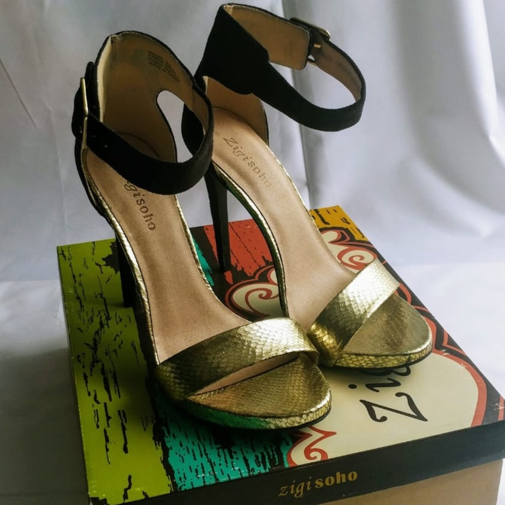 Suede & Gold stilettos